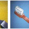 "Three Toothbrushes"  acrylic on board -  1996